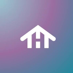 A teal and purple gradient square with a white Hope and Healing logo in the middle: a house-shaped icon with the letter “H” forming the structure of a home.